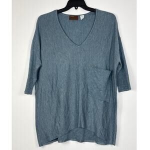 Kerisma Raven Slouchy Oversized Knit Sweater Bluish Gray Hi Low Hem Size M/L